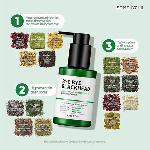 Bye Bye Blackhead 30 Days Miracle Green Tea Tox Bubble Cleanser - Focallure™ Arabia